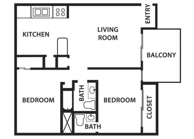 2x2 floor plan at Canyon Vista Apartments in Albuquerque, NM